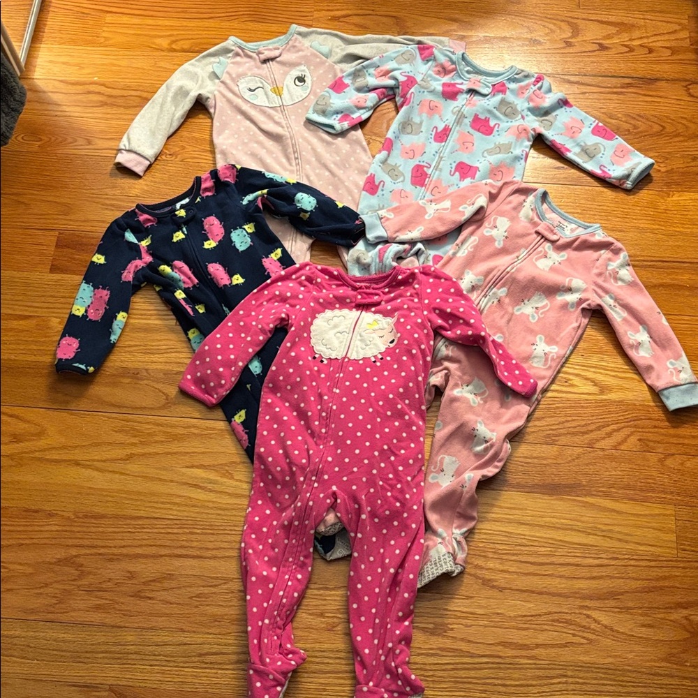 5 fleece feetie pajama onesies